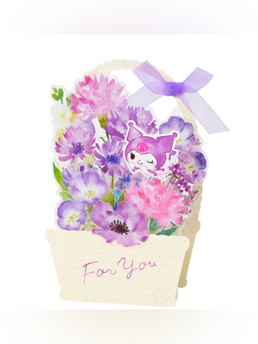 Kuromi Pop-Up Display Any Occasion Greeting Card w For You Floral Design NWT